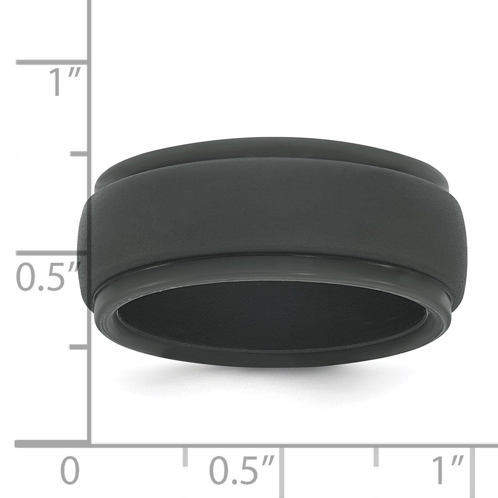 Silicone Dark Grey 9mm Ridged Edge Band