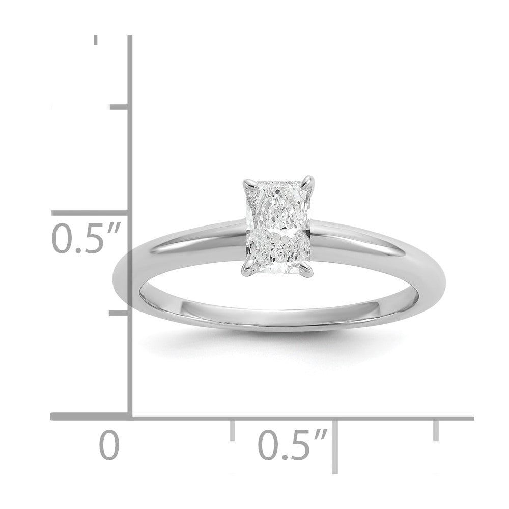14kw 1/2ct Lab Grown Diamond VS/SI+ G+ Radiant Solitaire Comp Eng Ring