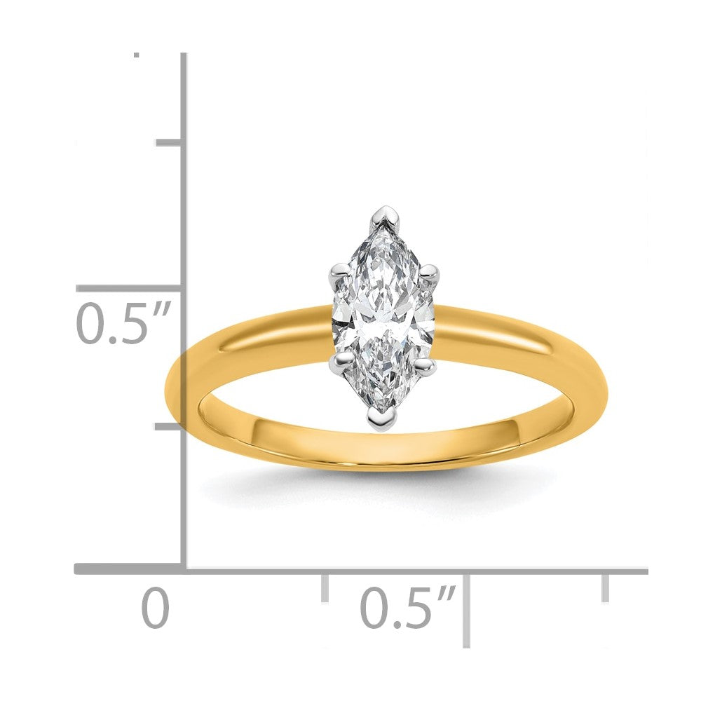 14ktt 3/4ct Cert Lab Grown Dia VS/SI+ G+ Marquise Solitaire Comp Eng Ring