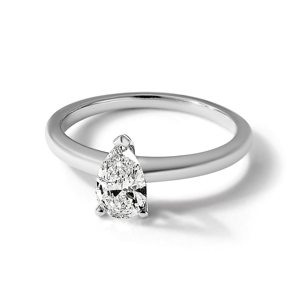 14kw 3/4ct Lab Grown Diamond VS/SI+ G+ Pear Solitaire Comp Eng Ring