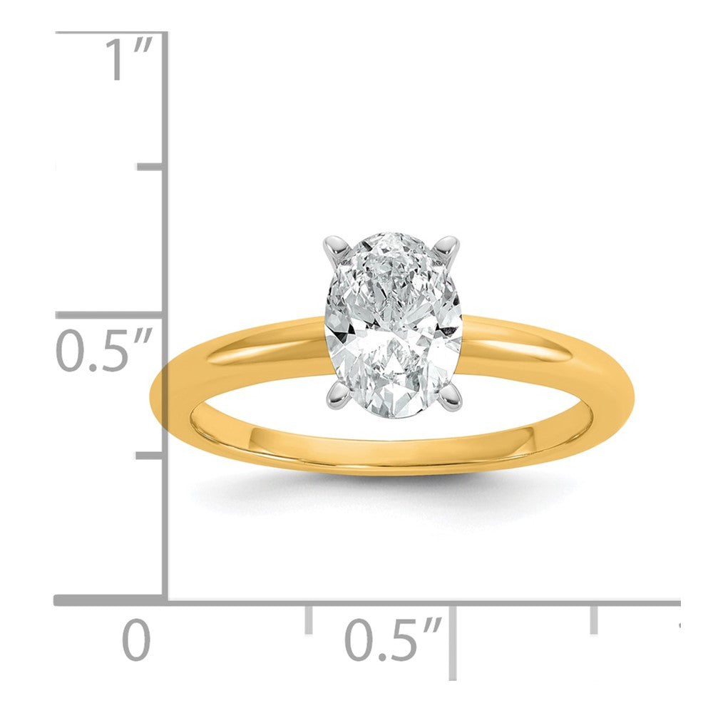 14ktt 1ct Cert Lab Grown Diamond VS/SI+ G+ Oval Comp Solitaire Eng Ring