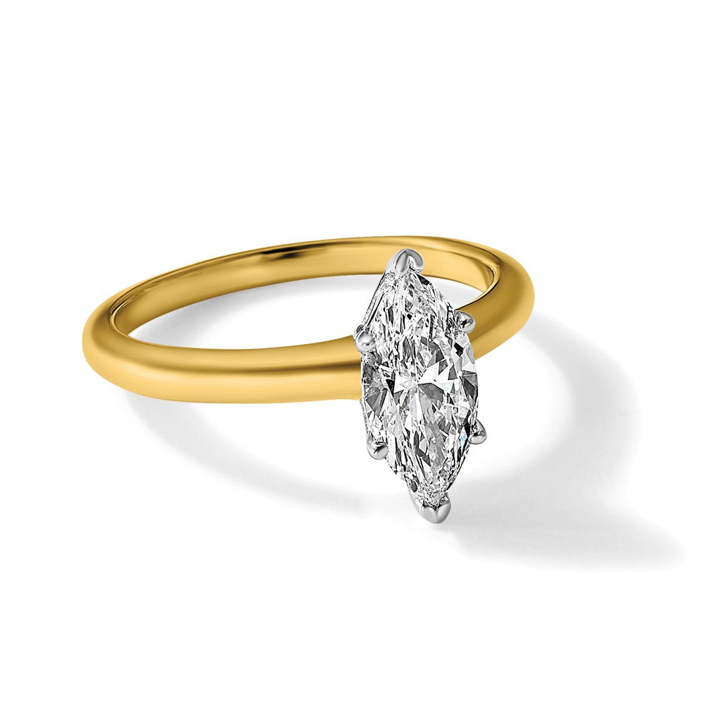 14ktt 1 1/2ct Lab Grown Diamond VS/SI+ G+ Marquise Solitaire Comp Eng Ring
