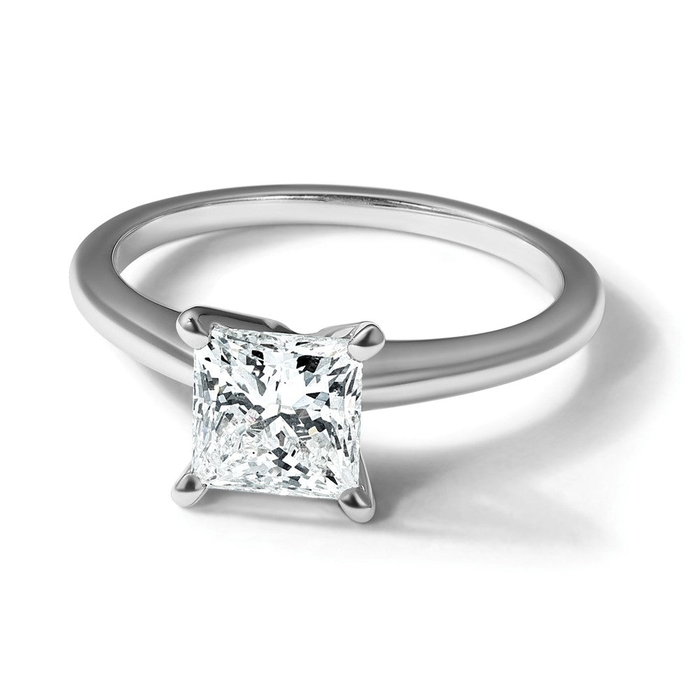 14kw 1 1/2ct Lab Grown Diamond VS/SI+ G+ Princess Comp Solitaire Eng Ring