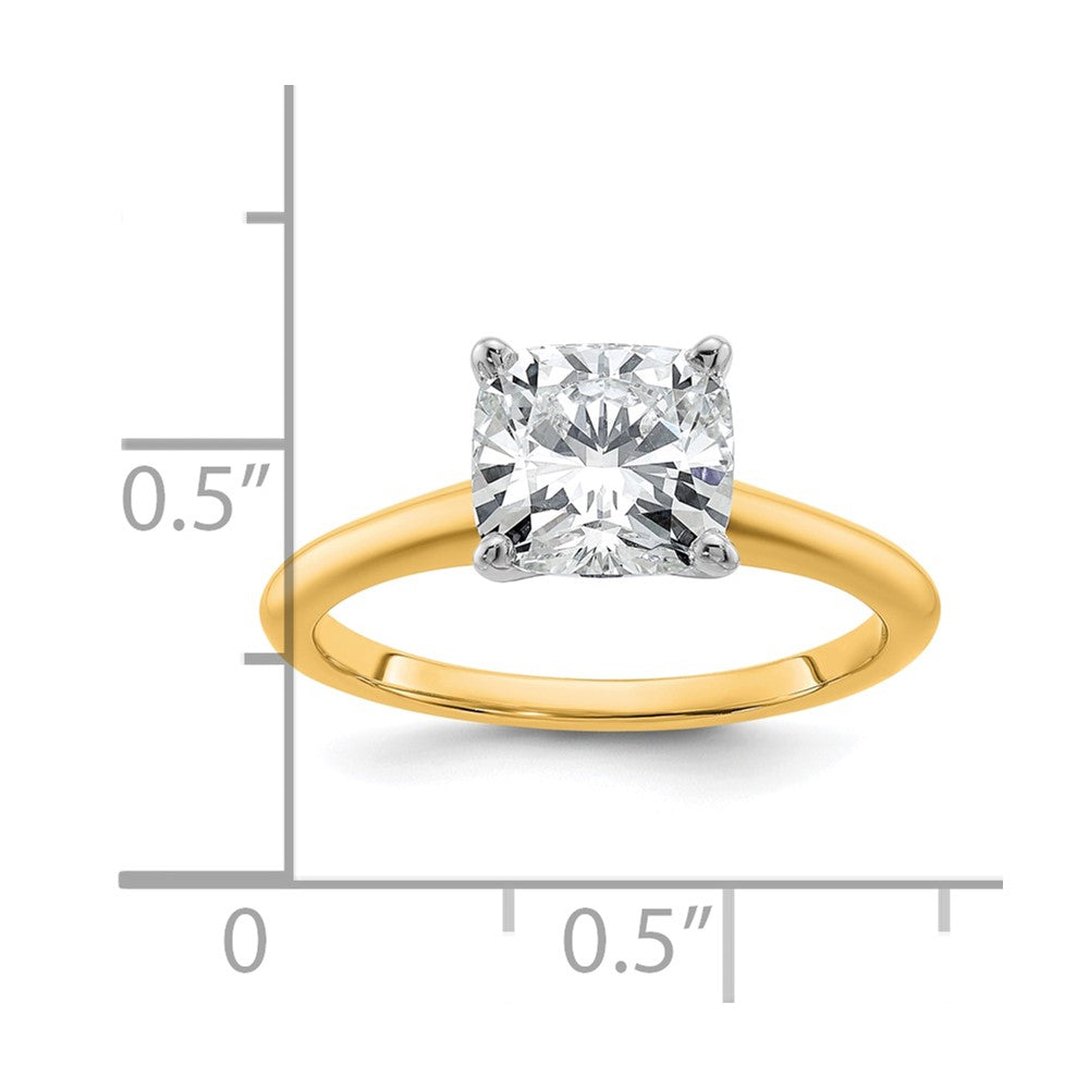 14ktt 2ct Cert Lab Grown Dia VS/SI+ G+ Cushion Comp Solitaire Eng Ring