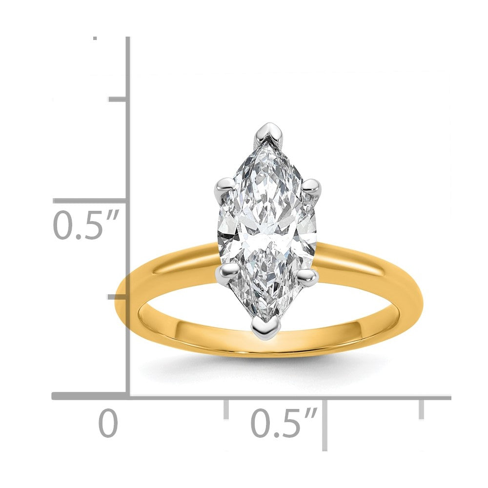 14ktt 2ct Cert Lab Grown Dia VS/SI+ G+ Marquise Solitaire Comp Eng Ring