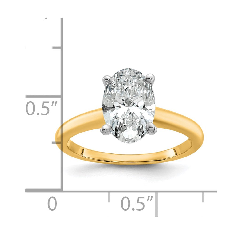 14ktt 2ct Lab Grown Diamond VS+ F+ Oval Comp Solitaire Eng Ring