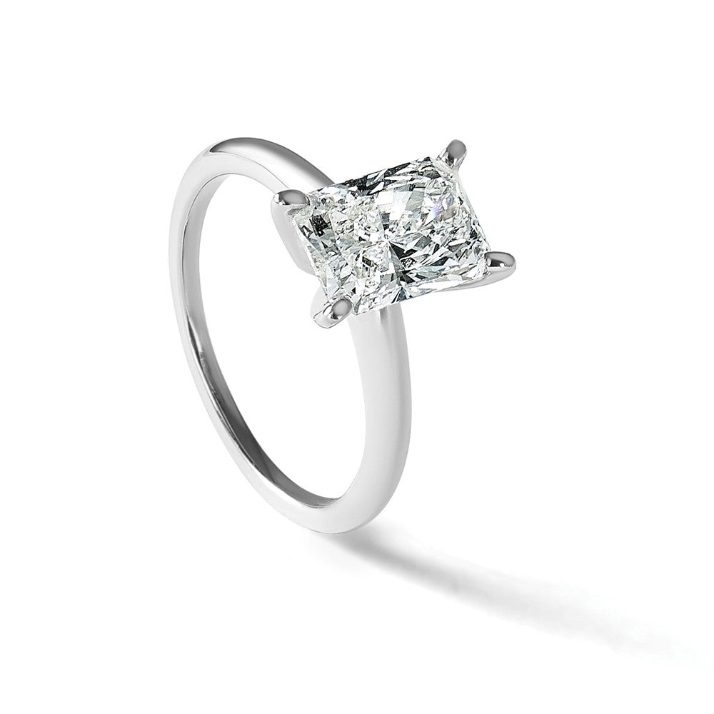 14kw 2ct Lab Grown Diamond VS/SI+ G+ Radiant Solitaire Comp Eng Ring