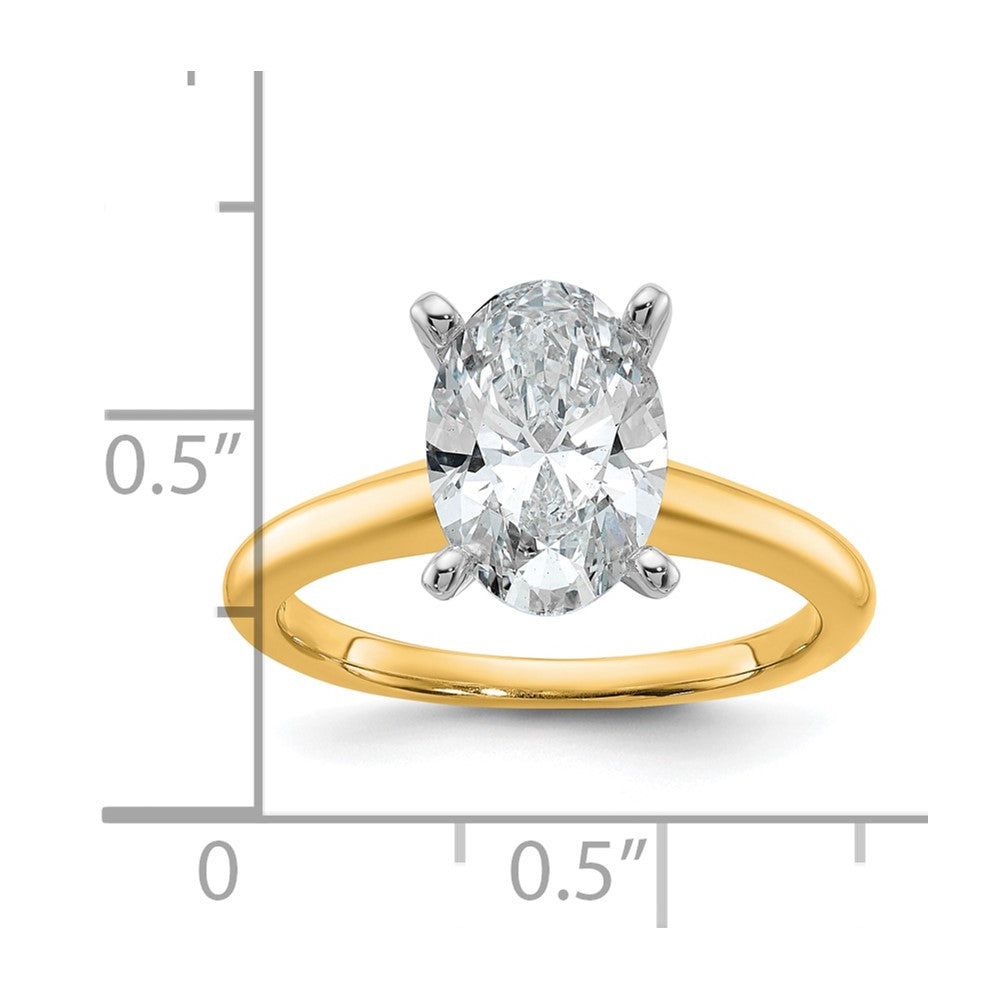 14ktt 2 1/4ct Lab Grown Diamond VS+ F+ Oval Comp Solitaire Eng Ring