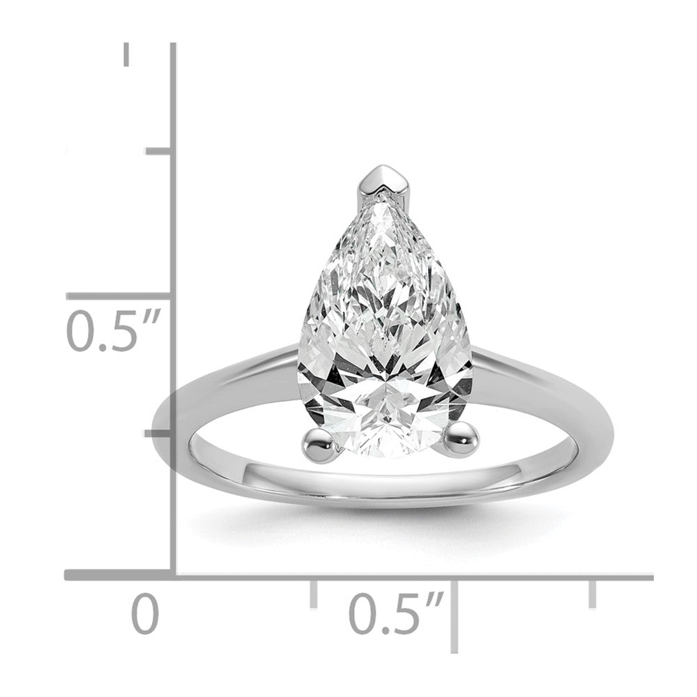 14kw 2 1/2ct Cert Lab Grown Diamond VS+ F+ Pear Solitaire Comp Eng Ring