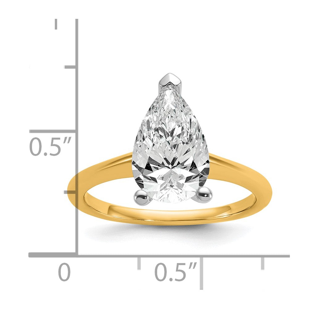 14ktt 2 1/2ct Lab Grown Diamond VS/SI+ G+ Pear Solitaire Comp Eng Ring