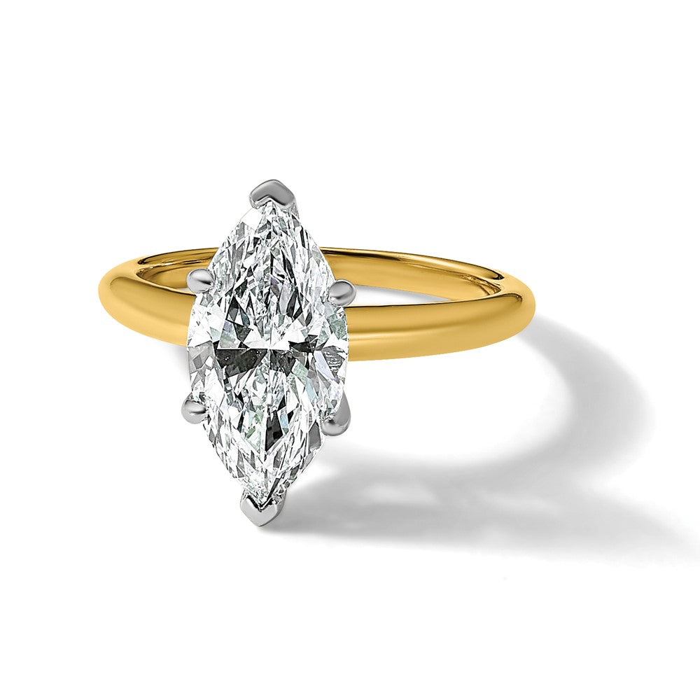 14ktt 3ct Lab Grown Diamond VS+ F+ Marquise Solitaire Comp Eng Ring