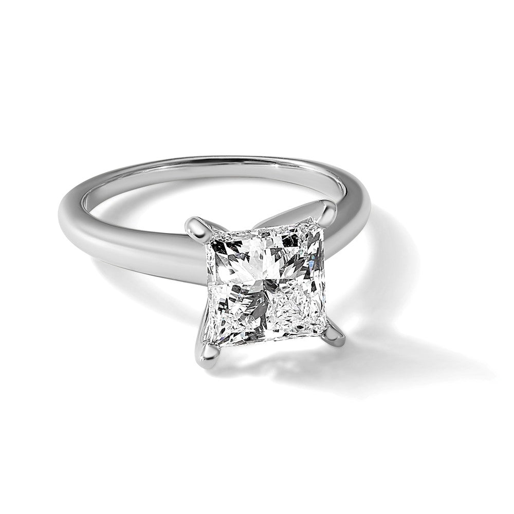 14kw 3ct Lab Grown Diamond VS/SI+ G+ Princess Comp Solitaire Eng Ring
