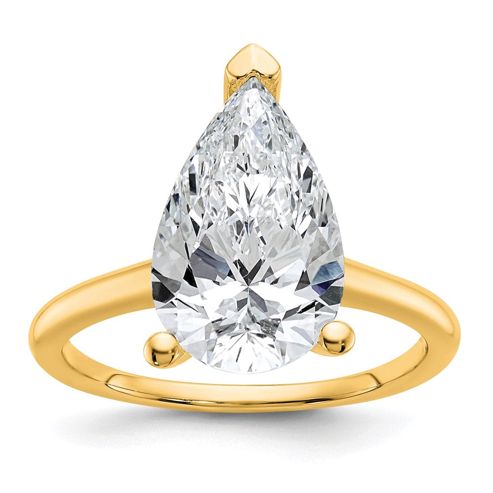14ktt 5ct Cert Lab Grown Diamond VS+ F+ Pear Solitaire Comp Eng Ring