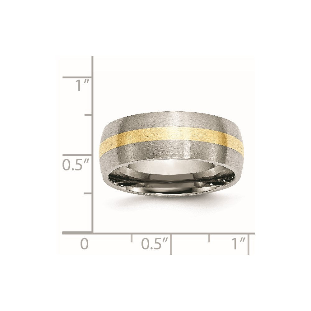 Stainless Steel with 14k Yellow Inlay Brushed 8mm Band