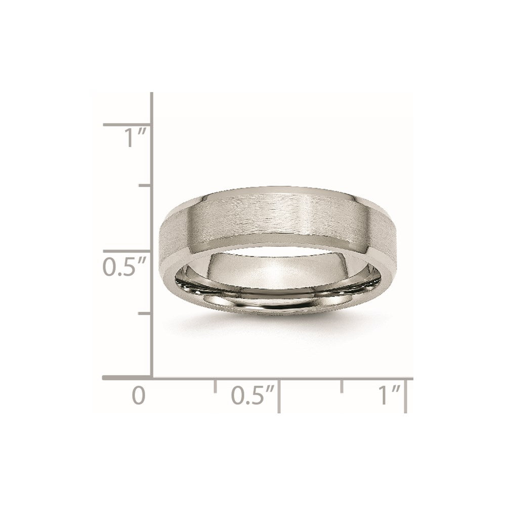 Stainless Steel Brushed and Polished 6mm Flat Beveled Edge Band