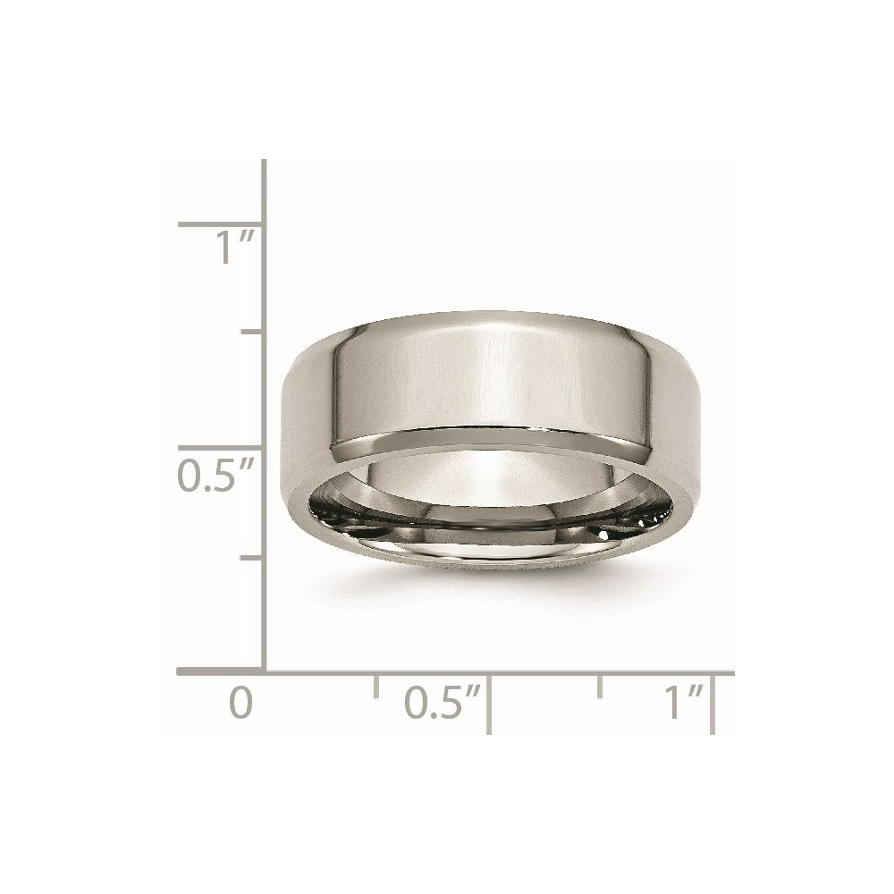 Stainless Steel Polished 8mm Beveled Edge Band