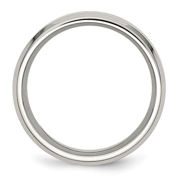 Stainless Steel Polished Black Koa Wood Inlay Enameled 8mm Band
