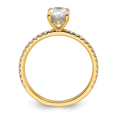 14k 1 1/3ct Cert Lab Grown Diamond VS+ F+ Oval Comp Solitaire Eng Ring