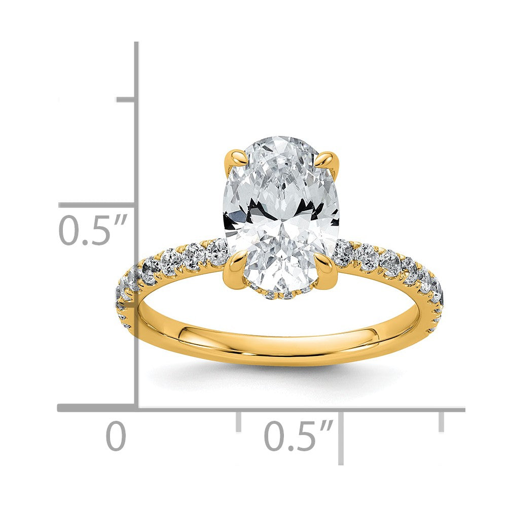 14k 2 5/8ct Cert Lab Grown Diamond VS+ F+ Oval Comp Solitaire Eng Ring