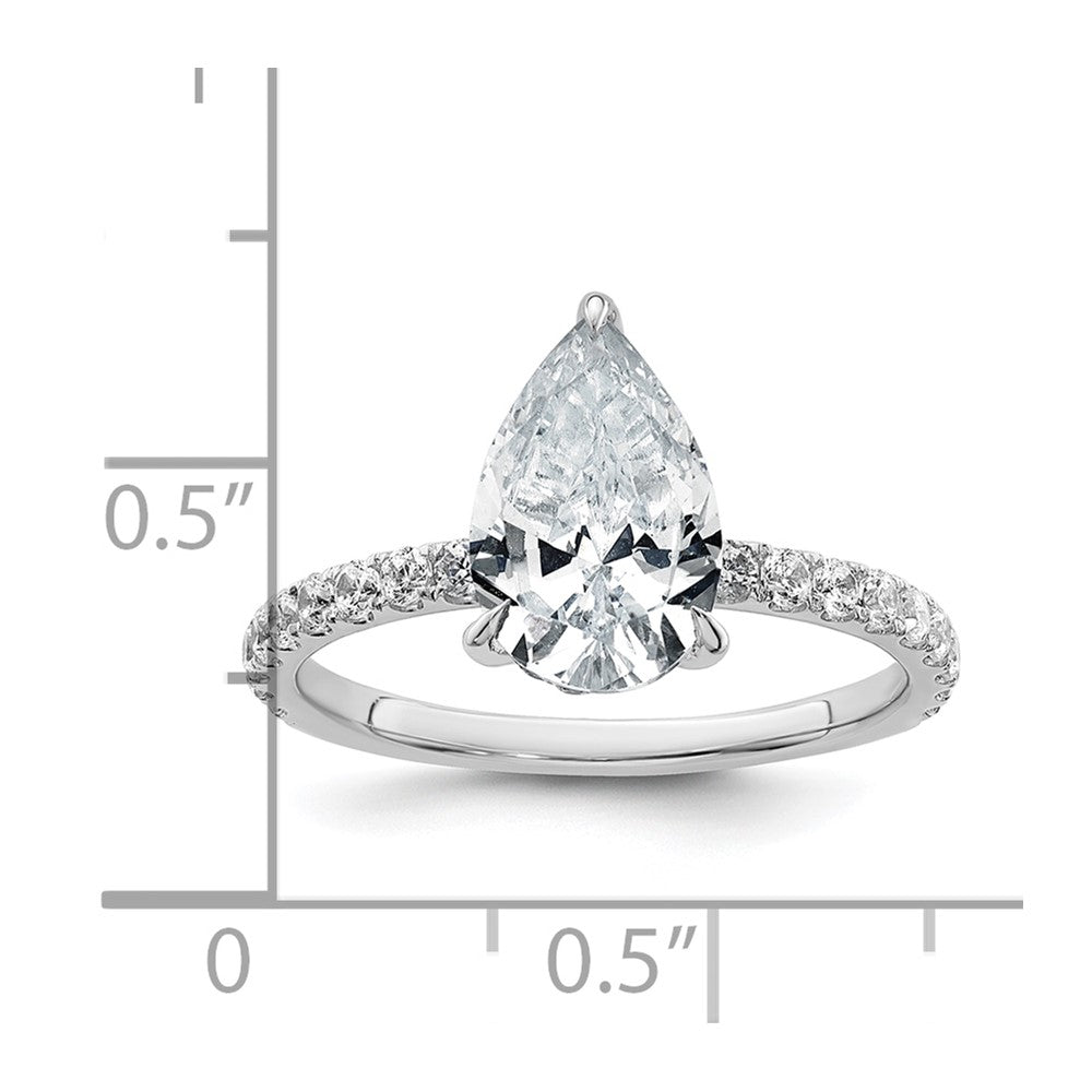 14kw 2 5/8ct Cert Lab Grown Diamond VS+ F+ Pear Comp Solitaire Eng Ring