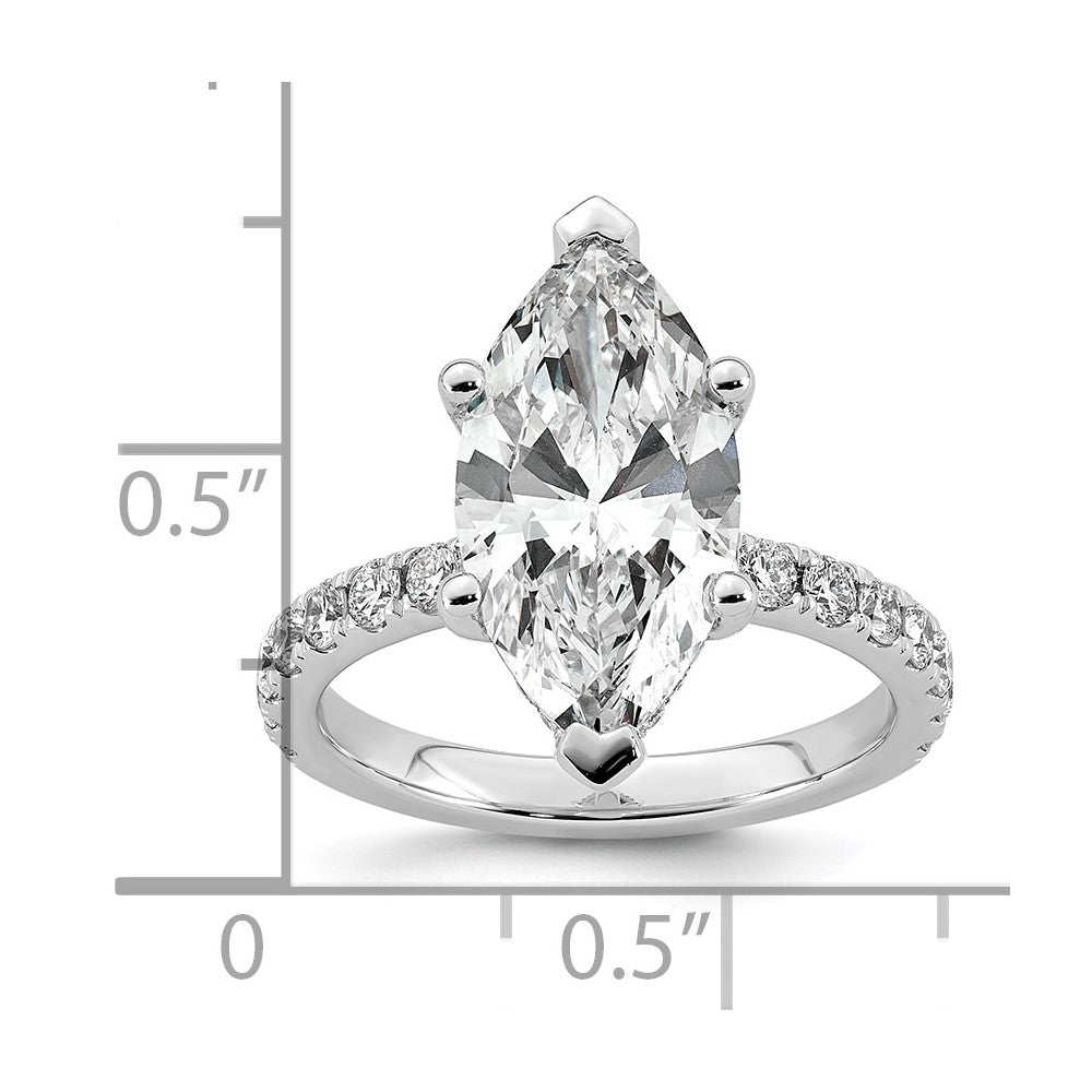 14kw 4 5/8ct Cert Lab Grown Dia VS/SI+ G+ Marquise Comp w/ Flair Eng Ring