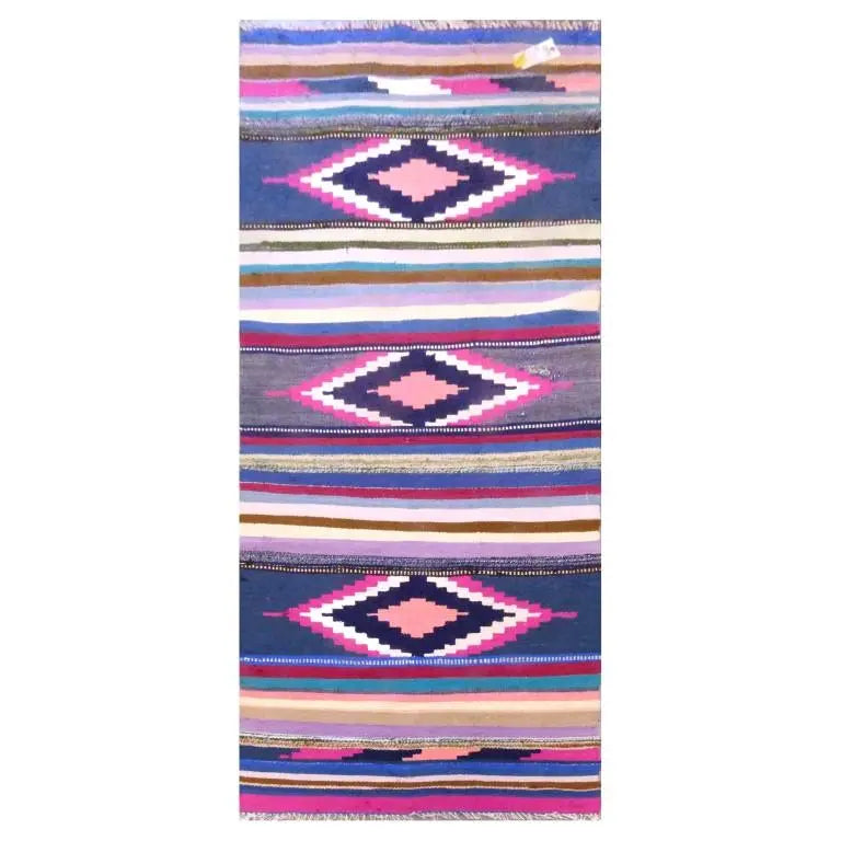 One Of The Kind Authentic Sanandaj Hand-Knotted Kilim 7'11" X 2'11"