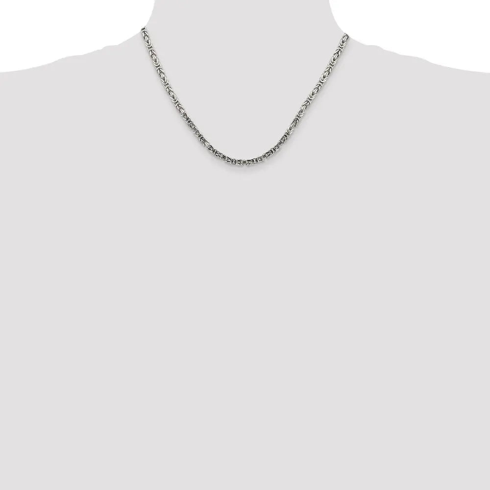 Sterling Silver 3.25mm Byzantine Chain