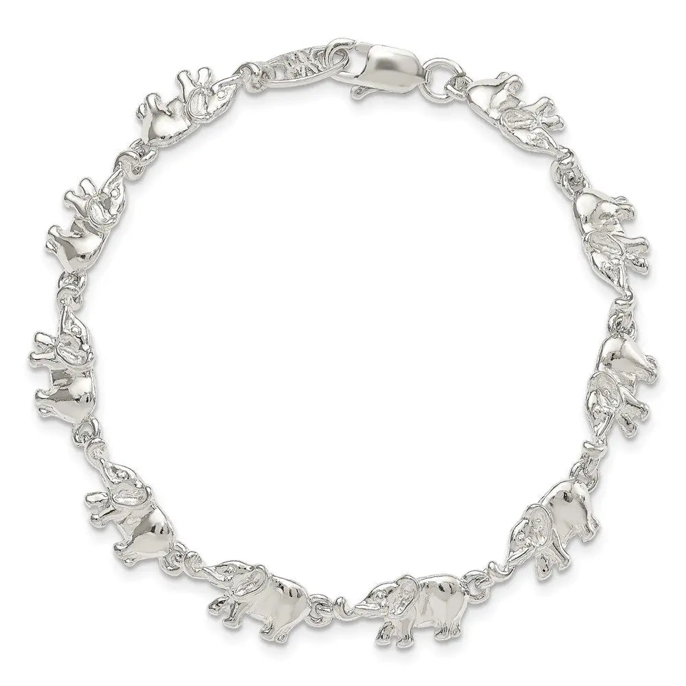 Sterling Silver Elephants Bracelet