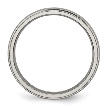 Titanium Polished 4mm Grooved and Beaded Edge Band