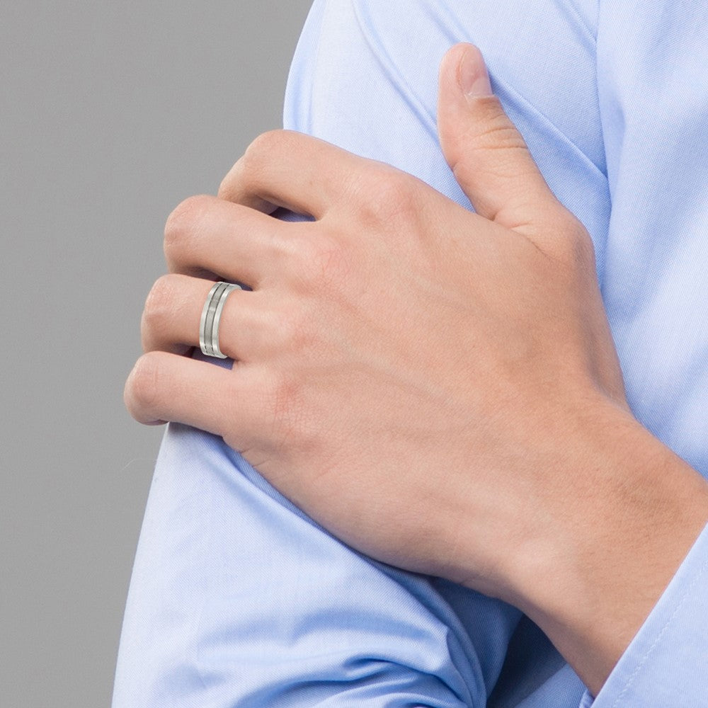 Titanium Brushed and Polished 6mm Grooved Band