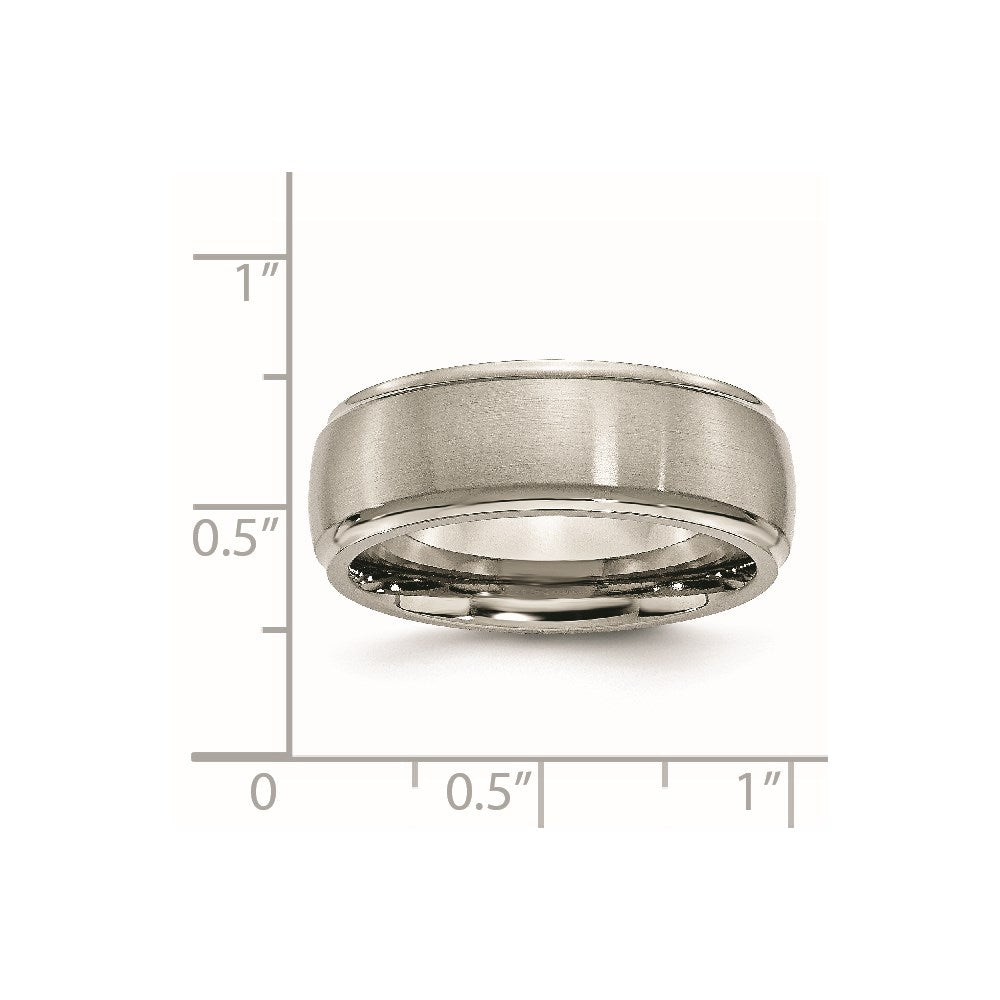 Titanium Brushed Center 8mm Ridged Edge Band