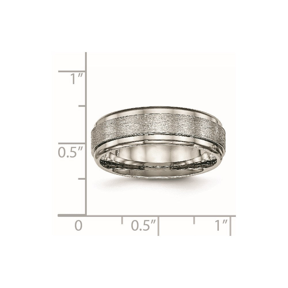 Titanium Brushed Center 7mm Ridged Edge Band