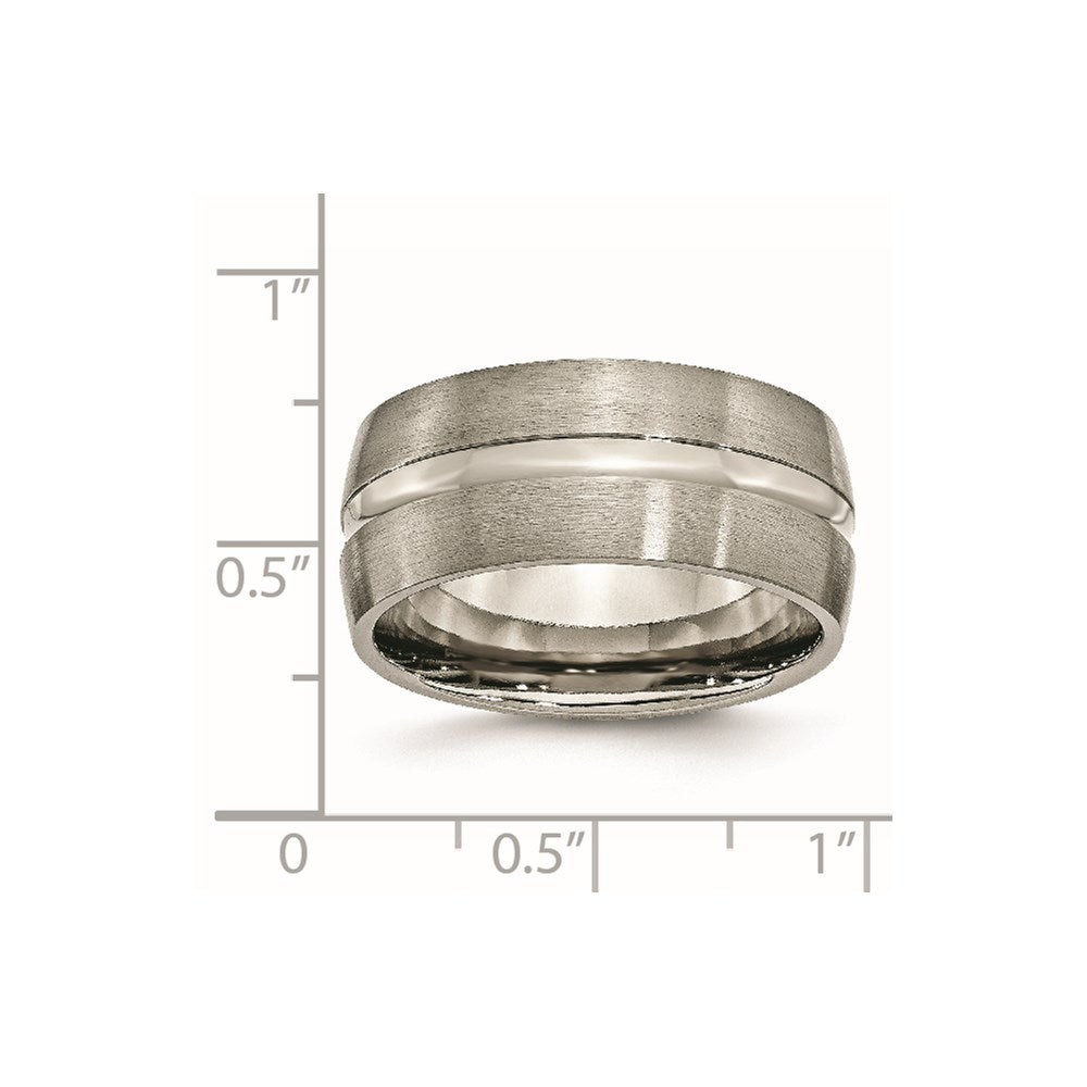 Titanium Brushed and Polished 10mm Grooved Band