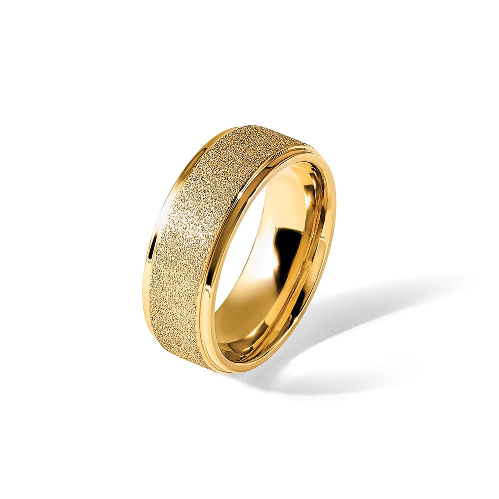 Titanium Polished Laser-cut Center Yellow IP-plated 8mm Band