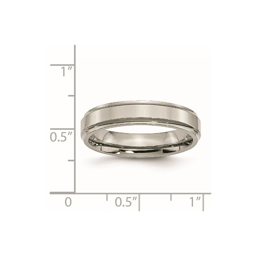Titanium Polished 5mm Ridged Edge Band
