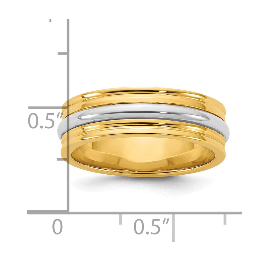 14k Two-Tone Y/W 6mm Single Banded Wedding Band Size 8.5