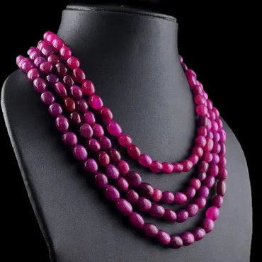 Very Attractive Pink Ruby 4 Strand 780 Cts Necklace Womens Jewelery ABC Jewelery