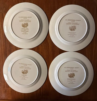 Vintage Set of Four American Founding Fathers Commemorative Porcelain Plates ABC Rugs Kilims
