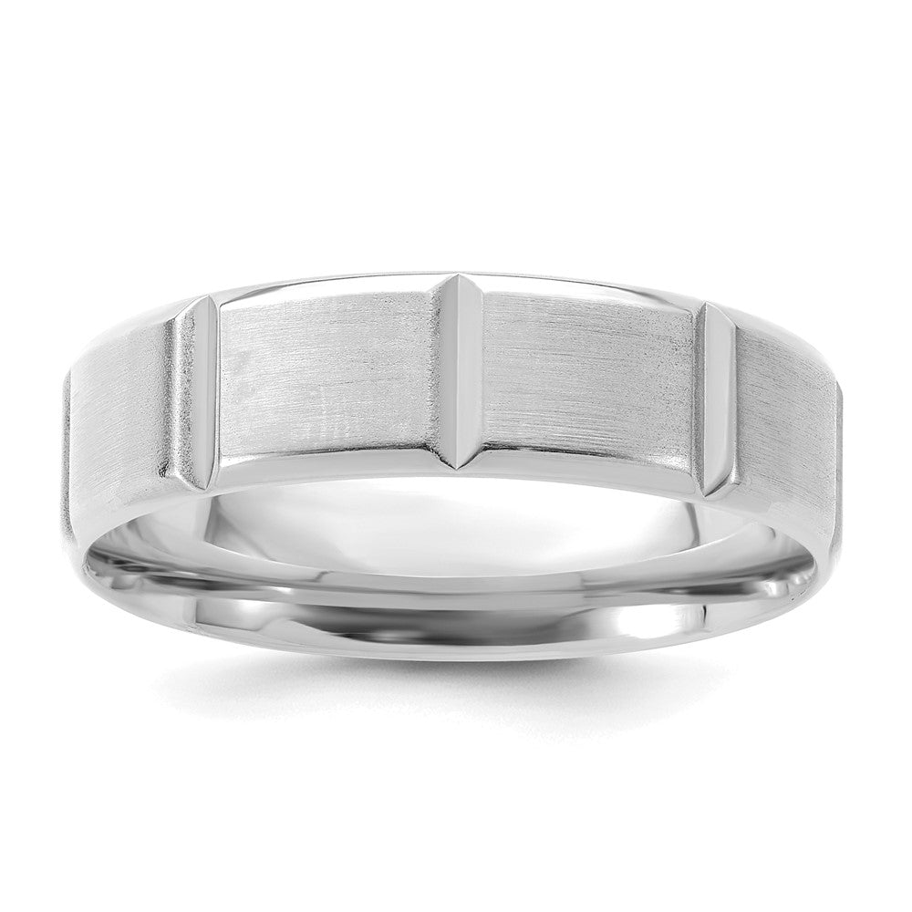 10k White Gold Standard Comfort Fit Brush Satin Fancy Band