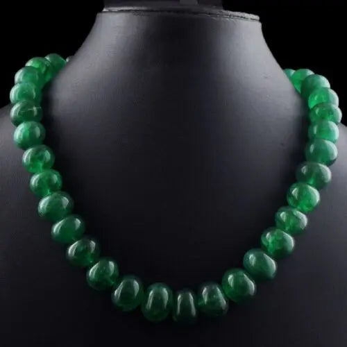 Wonderful Green Emerald Round Shape 750 Cts Beaded Necklace Jewelry VK 11 E635 ABC Jewelery