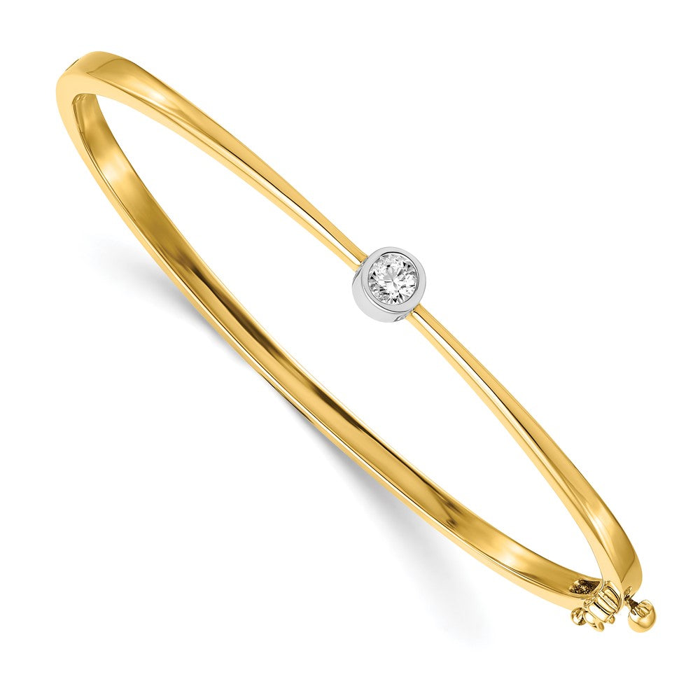 14k Two-Tone 1/4ct Lab Grown Diamond VS/SI+ G+ Comp Bezel Bangle Bracelet