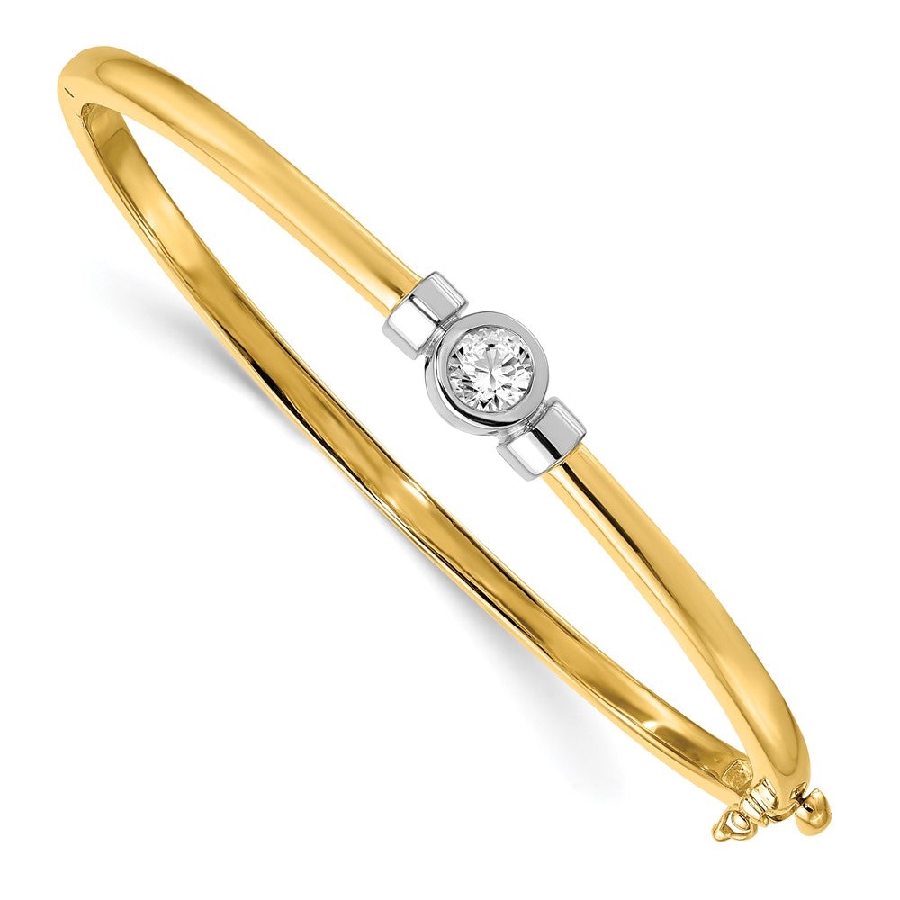 14k Two-Tone 1/2ct Lab Grown Diamond VS/SI+ G+ Comp Bezel Bangle Bracelet