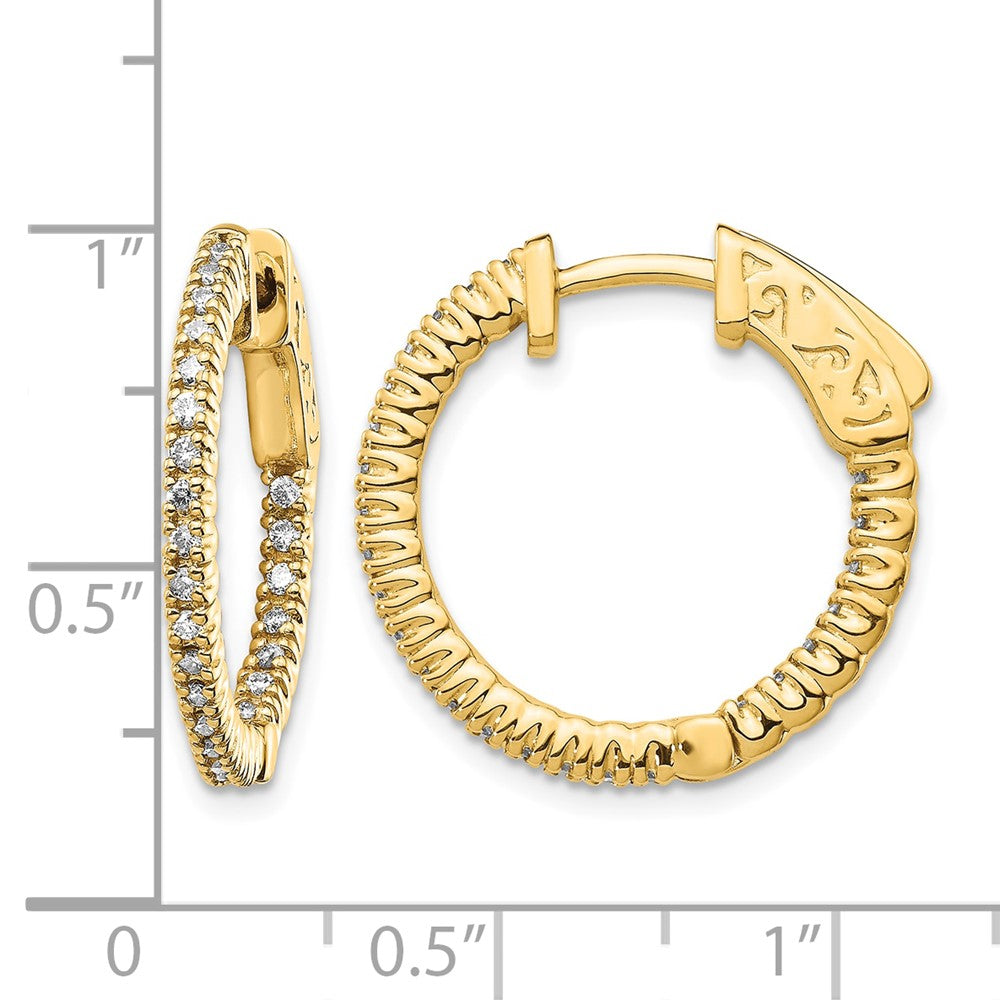 14k 3/8ct Lab Grown Dia VS/SI+ G+ Comp Safety Clasp In/Out Hoop Earrings