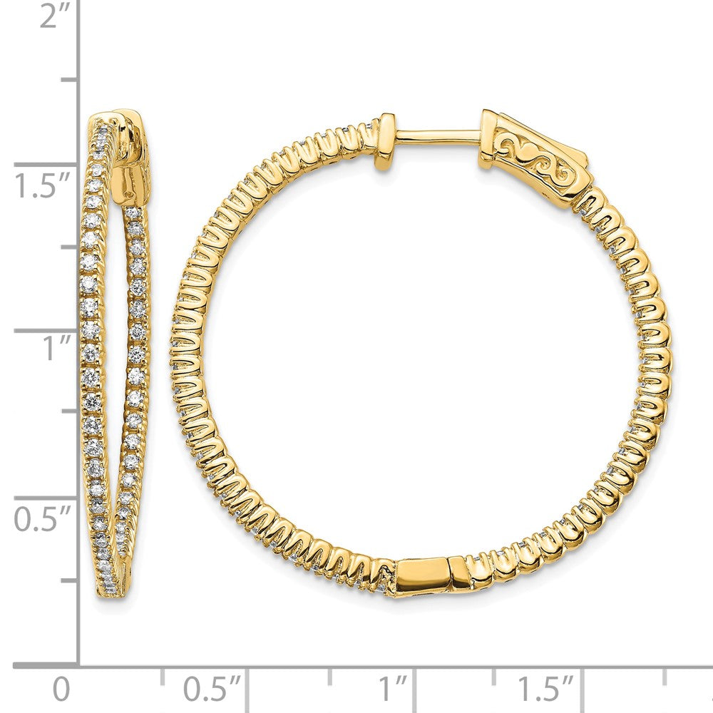 14k 3/4ct Lab Grown Dia VS/SI+ G+ Comp Safety Clasp In/Out Hoop Earrings