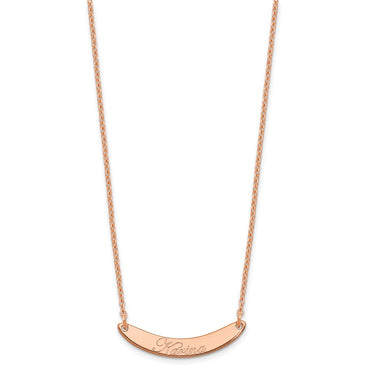 SS/Rose-plated Small EDWARDIAN SCRIPT Curved Bar Necklace