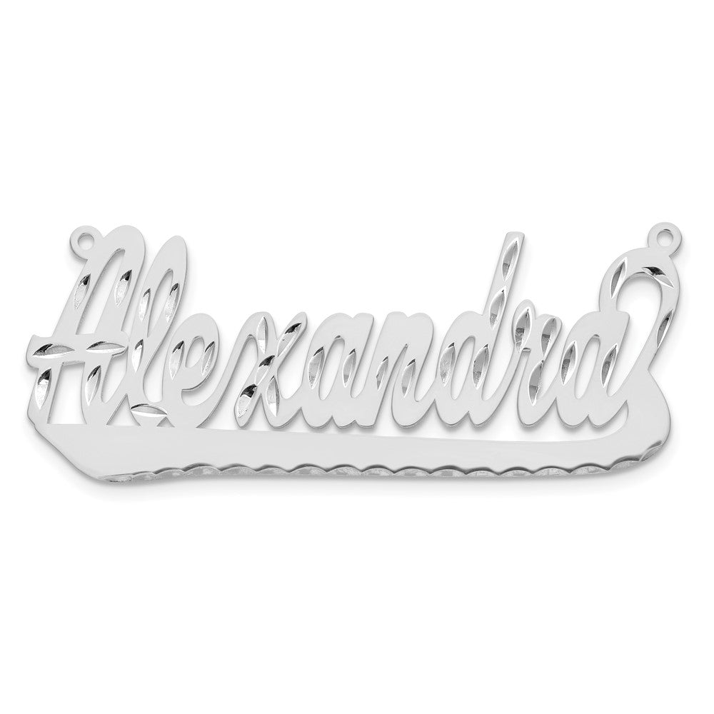 14k White Gold Diamond-cut Underlined Name Plate