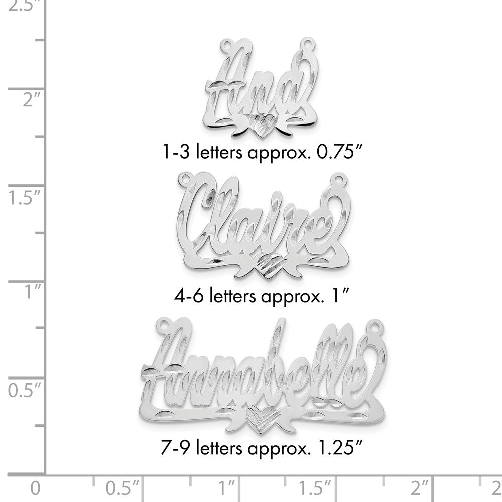 Sterling Silver/Rhodium-plated Diamond-cut Heart Name Plate