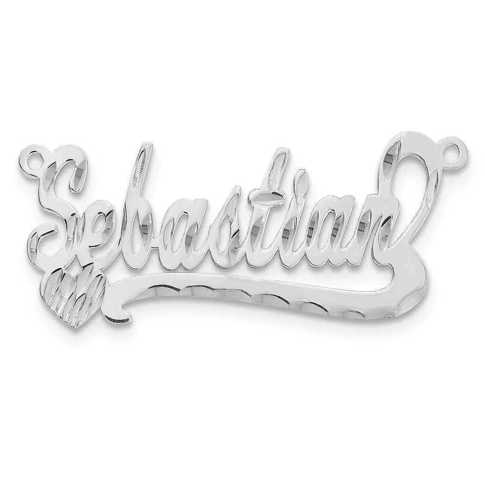 10k White Gold Diamond-cut Heart Name Plate