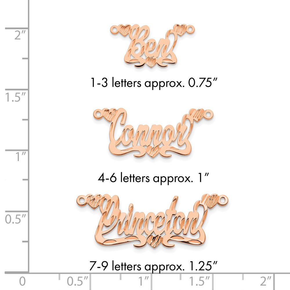 14kk Rose Gold Diamond-cut Hearts Name Plate