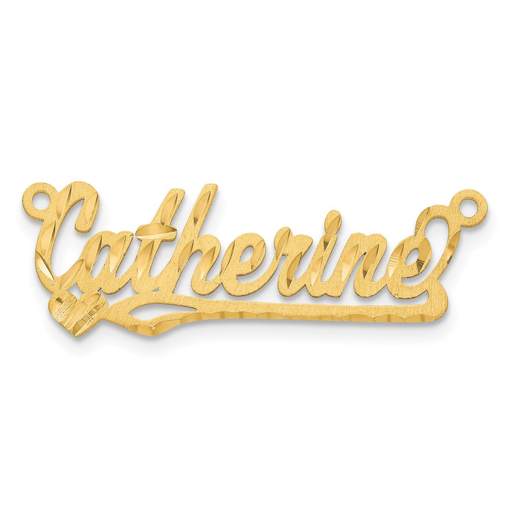14k Yellow Gold Satin Diamond-cut Heart Name Plate